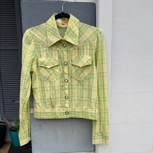 Tulle Light Green Plaid Button Down Shirt